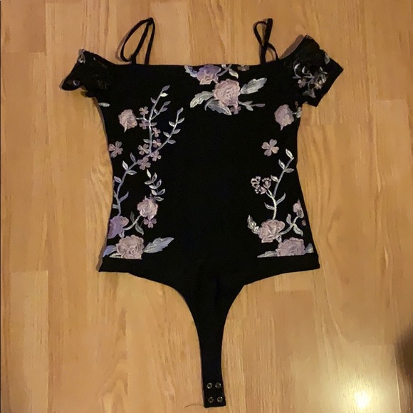 Black embroidered bodysuit - Picture 1 of 1